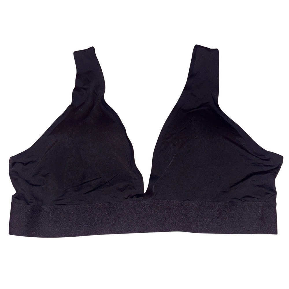 Women Black Wireless Comfort Lounge Bra Hook & Eye Closure Seamless, Size XL